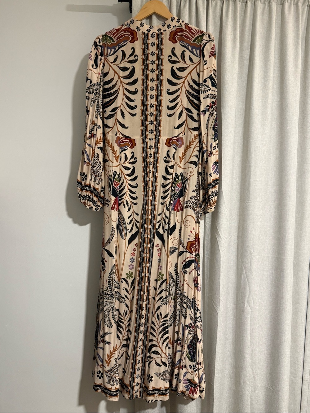 FARM Rio Cream Maxi Dress with Black Botanical Print and Multicolor Accents - Picture 8 of 10